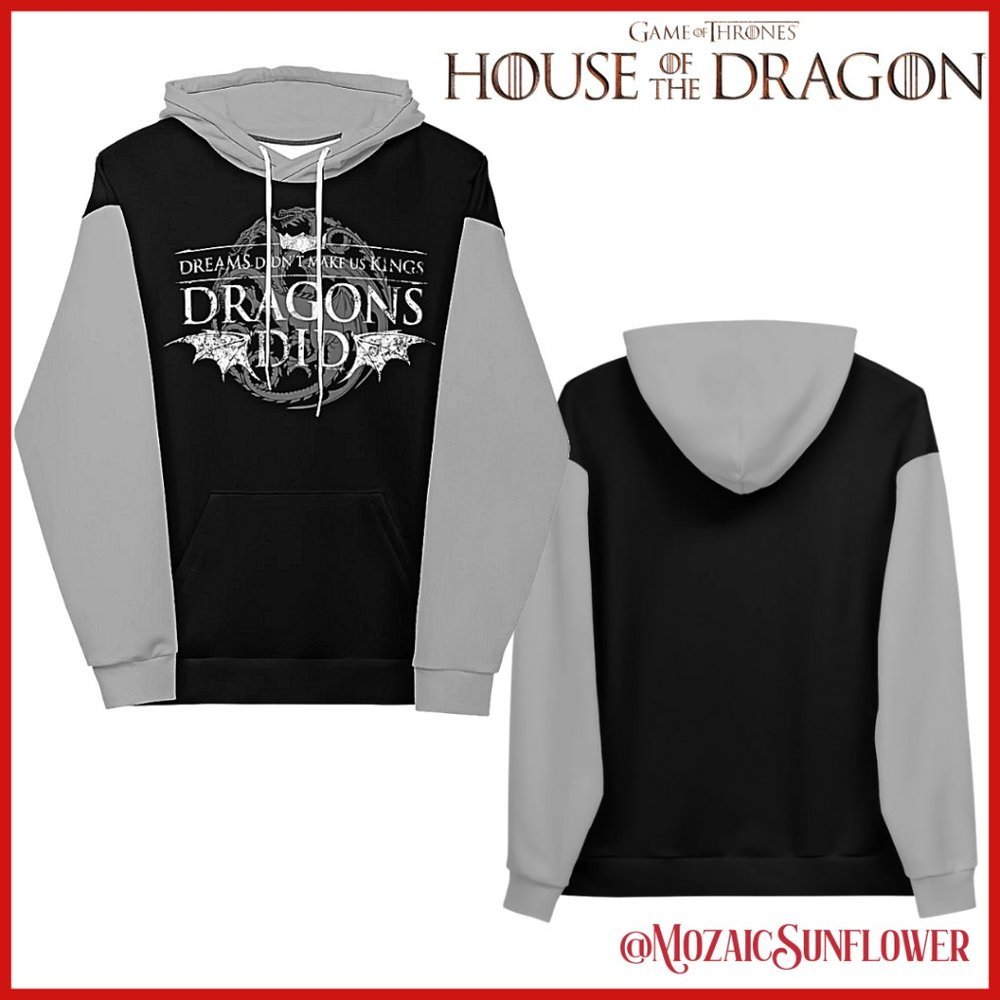 NEW 2 Tone Hoodie Dreams Didn't Make Us Kings Dragons Did